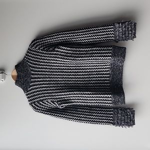 Mary Ling Pattern Two Tone Melange Knit Turtleneck Wool Sweater